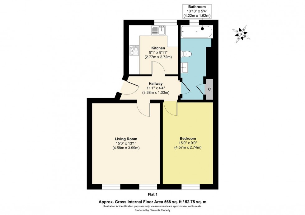 Floorplan for Flat 1, 12a Marine Gdns, Margate
