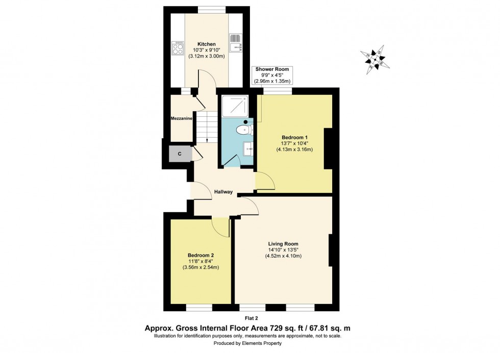 Floorplan for Flat 2, 12 Marine Gardens, Margate