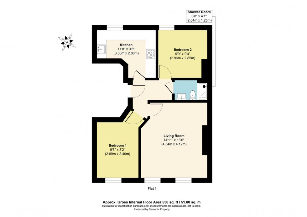 Floorplan for Flat 1, 12 Marine Gardens, Margate