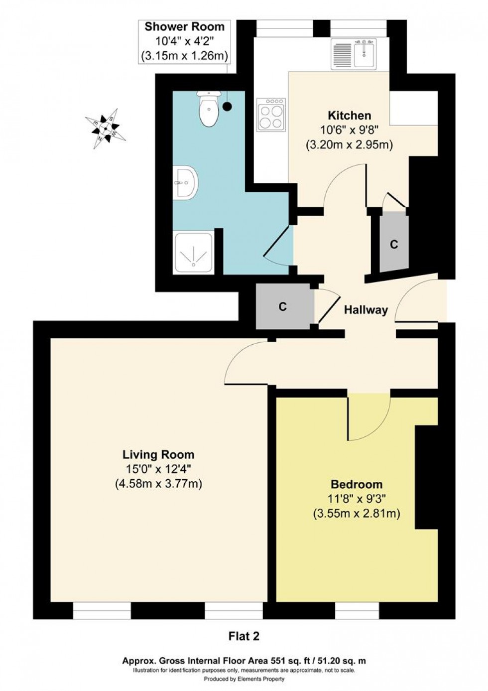 Floorplan for Flat 2, 12a Marine Gdns, Margate