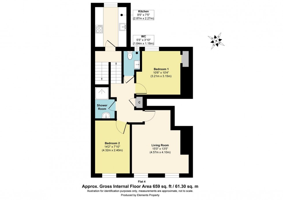Floorplan for Flat 4, 12 Marine Gdns, Margate